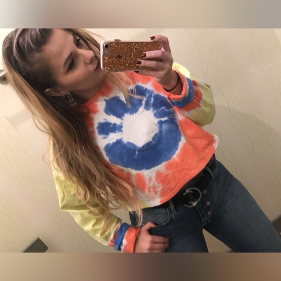 Zara Tie Dye Long Sleeve Cropped Top - Picture 6 of 6